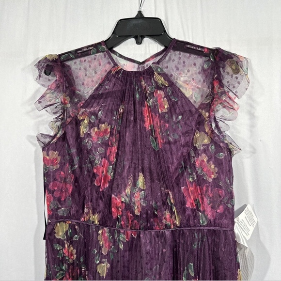 NEW $398 IEENA Mac Duggal‎ [ Small ] Floral Ruffle Fit Flare Tulle Dress #S576 - Picture 7 of 12